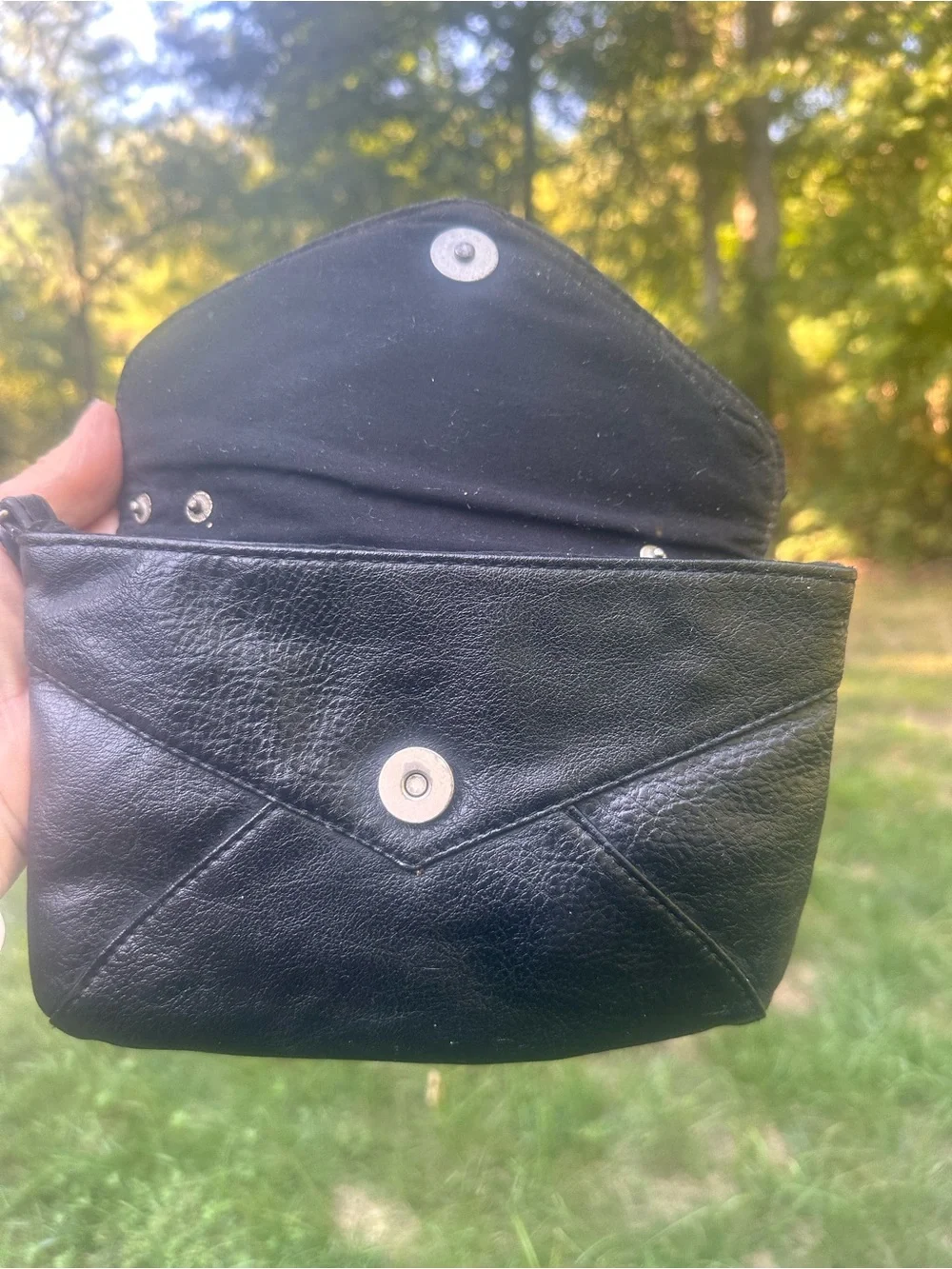 Vintage Y2K Aeropostale Aero Black Faux Leather Envelope Wristlet Clutch Bag